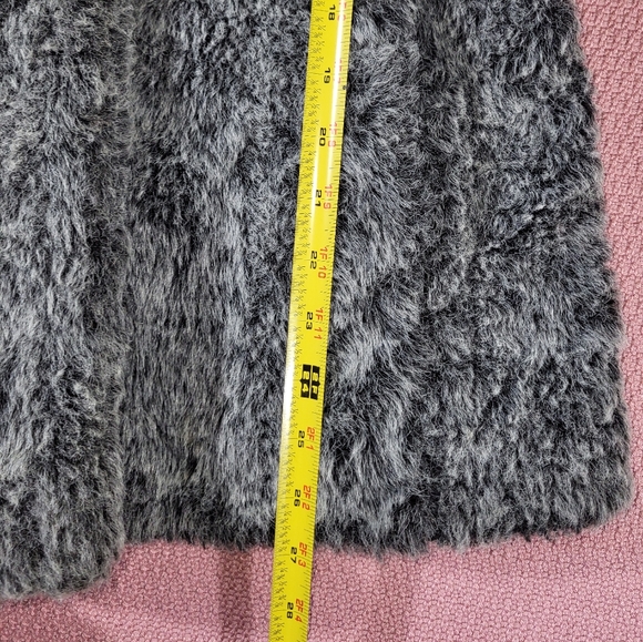 MISS SIXTY Made in Italy Fitted Faux Fur Coat Mid-Length Jacket Snap Gray Size M - Picture 16 of 16